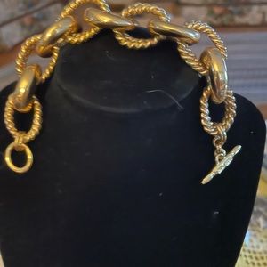 KJL gold solid and double braided link bracelet